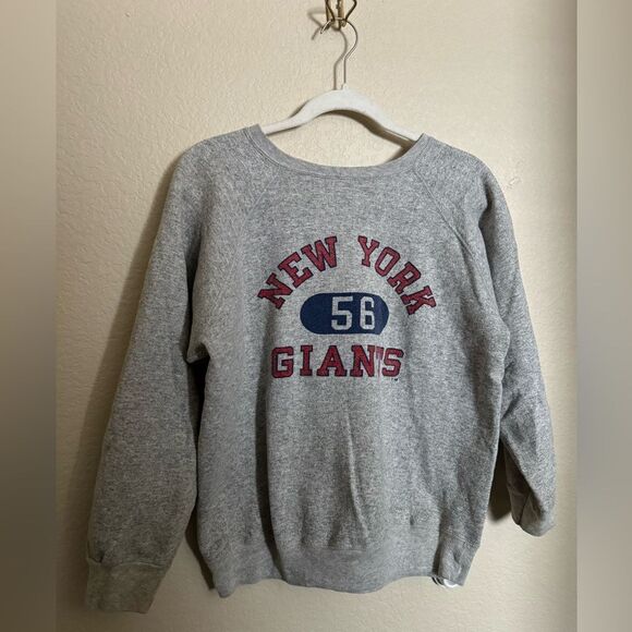 Vintage 80s Champion New York Giants Crewneck Sweater Sz Large Grey Womens - Picture 1 of 5